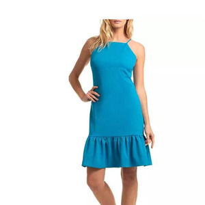 Trina Turk Blue Sleeveless Flounce Hem Dress